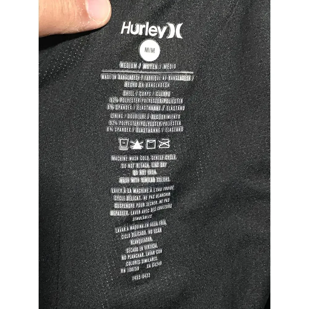 Hurley Logo Lobos Volley Black Swim Shorts Mens M Beach Summer Vacation Surf Y2K